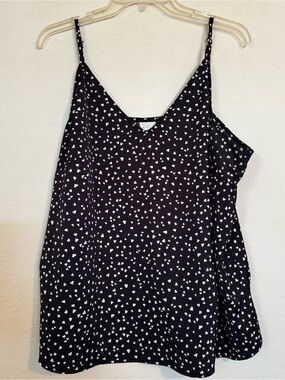 a new day Black Cami with White Heart Print